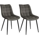 WOLTU Lot de 2 Chaises de salle à manger, Chaise de cuisine,Chaises scandinaves Siège en velours Pieds en métal, Gris foncé