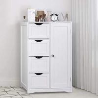 EUGAD Meuble Salle De Bain 80cm - 2 Portes, 1 Tiroir, 4 Étagères - Blanc - Rangement Multiusage
