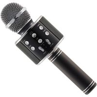Noir WS-858 Microphone sans fil Métal MIC Recording Condensateur Microphone Stand W - Haut-Parleur Pour iPhone Karaoke Samsung  
