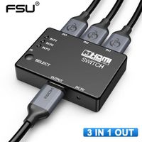 FSU – répartiteur de câble HDMI 3x1, adaptateur de commutateur vidéo HD 1080P, 3 entrées 1 sortie, Hub HDMI