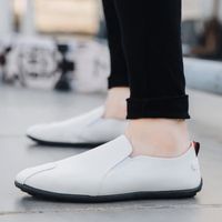 WYD™ Mocassins en Cuir pour Hommes - Chaussures de Conduite Décontractées, Slips Légers Mocassins Confortables - Blanc