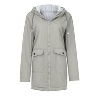 Femmes solide en peluche pluie extérieure grande taille imperméable à capuche veste coupe-vent manteau   CSF201009493GYL5