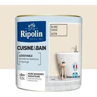 RIPOLIN Peinture Murale spéciale Cuisine & Bain - Blanc Cassé Satin, 0,5L