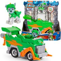 Véhicule Rocky Rescue Knights de Paw Patrol - SPIN MASTER - Camion poubelle vert avec figurine