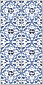 TAPIS Tapis Vinyle Carreaux Ciments Fleur Bleu 60x110 cm