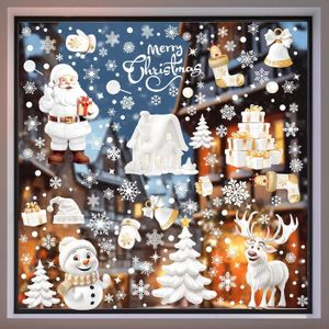 Bombe De Neige Fenetre Autocollants Fenêtre Noël 3D - Lot De 9 Feuilles 230 Pièces - Père Noël, Renne, Bonhomme De Neige Décoration Fenêtre