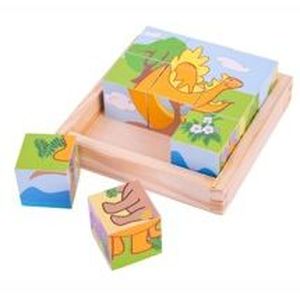 PUZZLE Puzzle en bois Dinosaures - Bigjigs - 9 cubes - Mi