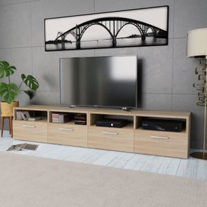 MEUBLE TV Meuble TV - vidaXL - Chêne - 95 x 35 x 36 cm - 2 étagères et 2 armoires