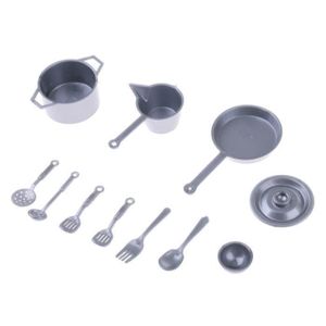 11pcs Mini Ustensiles De Cuisine En Argent Pour Barbie Poupees