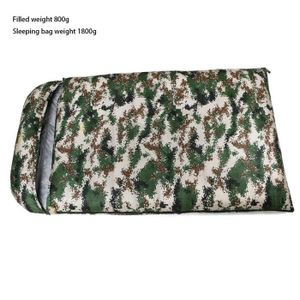SAC DE COUCHAGE Camouflage 800g - Sac de couchage en duvet double pour adultes, camping en plein air, voyage, optique'hiver,