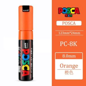 MARQUEUR Orange - 1 Pièces Uni Posca Marqueur de Peinture Marqueur Stylo Épais nib 8MM PC 8K 15 Couleurs, Adapté Pour