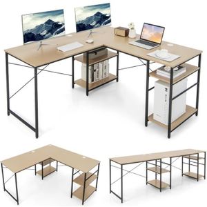 ODK Bureau d'angle Réversible, Table de Jeu avec 2 Prises, 2 Ports USB et  Grand Espace de Rangement, Noir, 150×102cm : : Cuisine et Maison
