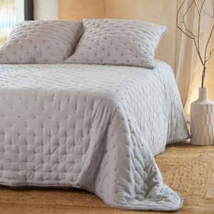 Couvre-lit Boutis Alpes Blanc MEGEVE 230x250cm - Motif Cœur Montagne, 100% Coton | Style Chalet, Hiver