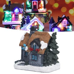 Maisons De Village De Noël En Céramique - Set De 4 Maisons Illuminées LED - Décoration De Table Ou Cheminée, Ambiance Festive