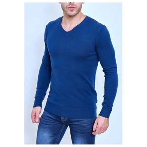 PULL Pull manches longues col V Bleu Homme