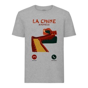T-SHIRT T-shirt Homme Col Rond Gris La Chine M'Appelle Gra