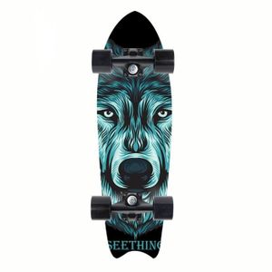 Skateboard Complet ILAHUI - 80x20cm - 7 Couches érable - Roues ABEC-9 - Sac à Dos Inclus - Arc-en-ciel