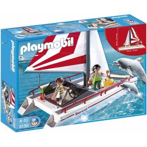 BATEAU - SOUS-MARIN Playmobil - Catamaran et dauphins - Figurine naval