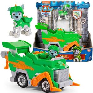 VOITURE - CAMION Véhicule Rocky Rescue Knights de Paw Patrol - SPIN MASTER - Camion poubelle vert avec figurine