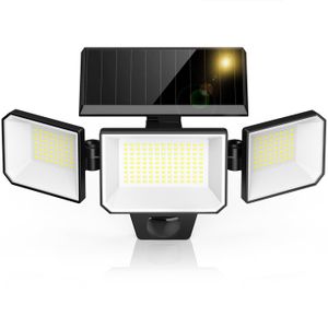 Lumières solaires extérieures, 202 projecteurs solaires à détecteur de  mouvement LED avec panneau solaire séparé étanche, 3 Modes, câble de 16,4  pieds