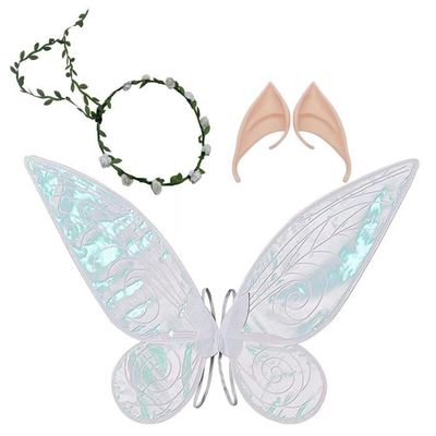 Lot De 4 Ailes De Fée – Papillon Scintillant, Baguette Magique, Oreilles D'Elfe Et Couronne – Costume Carnaval Halloween