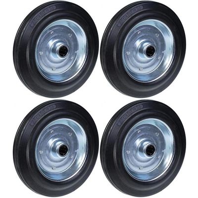Relaxdays Lot De 4 Roues De Chariot, Caoutchouc, 4.10/3.50-4", Jantes En Acier, Jusqu'à 150 Kg