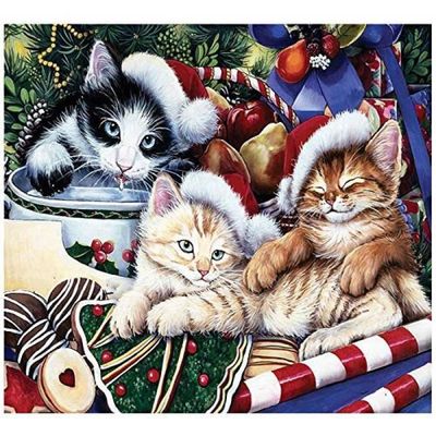 Chat De Noel 5d Diy Diamant Peinture Animaux Paysage Point De Croix Set Strass Salon Cuisine Chambre Cadeau D Anniversaire Achat Vente Tableau Toile Cdiscount