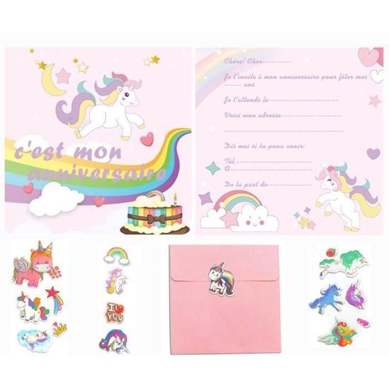 Kit créatif 10 cartes invitation anniversaire fille en français sur le