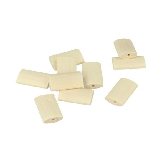 2 Fils De Perles En Bois Nato 15 X 3 Mm - Tube Marron - Neuf