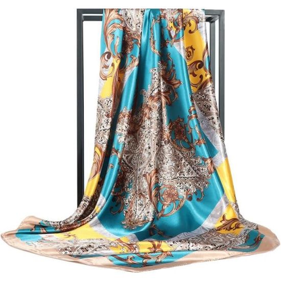 Bandana Satin Qianyu Grande écharpe Carrée En Satin Pour Femme De