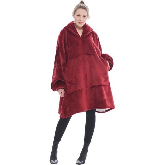 Kalvvika Wearable Robe Couvertures Polaire en peluche à manches TV