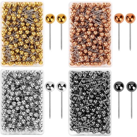 Lot De 150 Punaises Noires Tête Ronde - Métal Pour Tableau Liège, Photos, Cartes