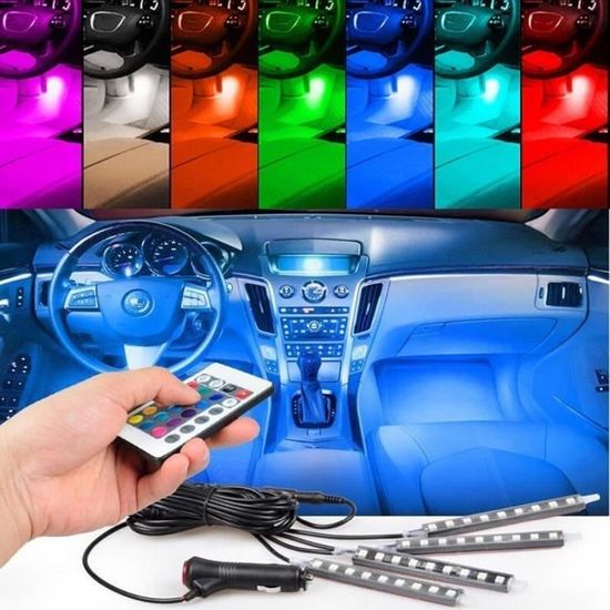 7 couleurs LED voiture éclairage intérieur Kit voiture style intérieur  décoration atmosphère lumière - Cdiscount Auto