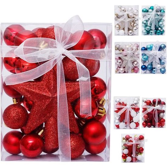 Lot de 30 boules de Noël en plastique Décoration pour sapin de Noël
