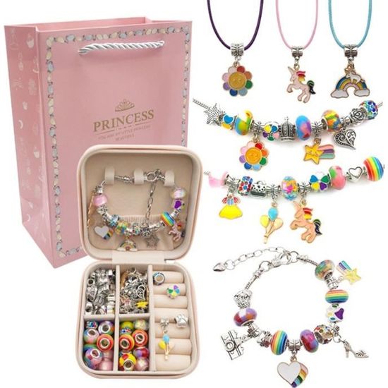 Filles Cadeaux Pour 6 7 8 9 10 Ans, Enfants Bricolage Artisanat d'Art Set  Pour Fille 5-11 Anniversaire Cadeau Charme Bracelet Kits de Fabrication