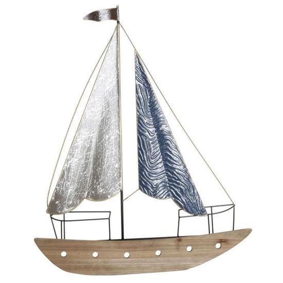 Décoration Murale Voilier Métal 3D - Sculpture Nautique Bleue Pour Salon/Chambre - Dbtxwd