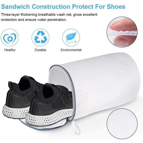 2 Sacs Lavage Chaussures Machine - 39x19cm - Protection Lave-Linge Pour Basket, Sport