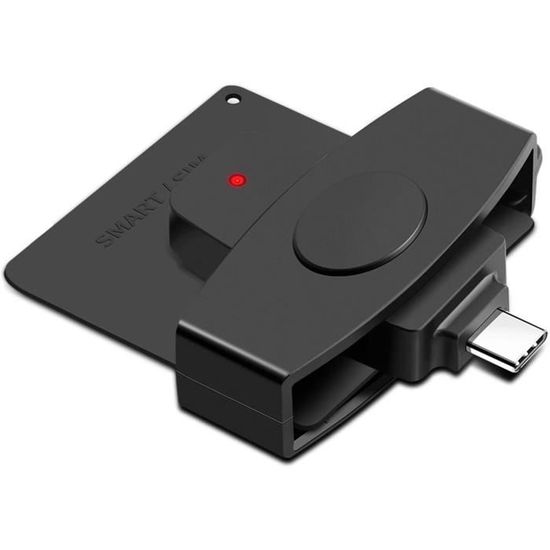 Lecteur De Carte à Puce USB-C Et USB-A 2 En 1 - Compatible Cartes D'identité Belges, CAC, EID - Pour Usage Gouvernemental Et Bancaire