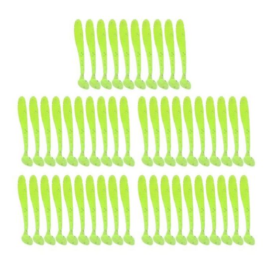 50PCS 5cm Plastique Souple Leurres De Pêche T Tail Grub Worm Baits Fish Tackle Accessory Black~p132701965