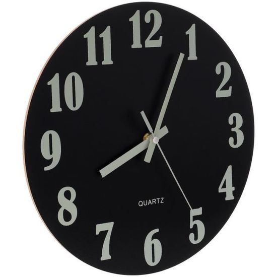 1pc Simple Horloge murale en bois durable lumineuse pour chambre à coucher bureau maison horloge - pendule horloge - reveil