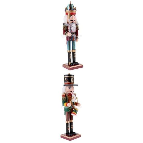 KAHEIGN 2 Pièces Soldats Casse-Noisette en Bois, 2 Styles 30CM Chiffres de Casse-Noisette
