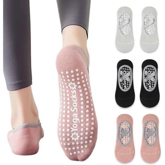 4 Paires De Chaussettes Antidérapantes Pour Yoga Et Pilates, Coton, Taille Unique 36-39 - 4