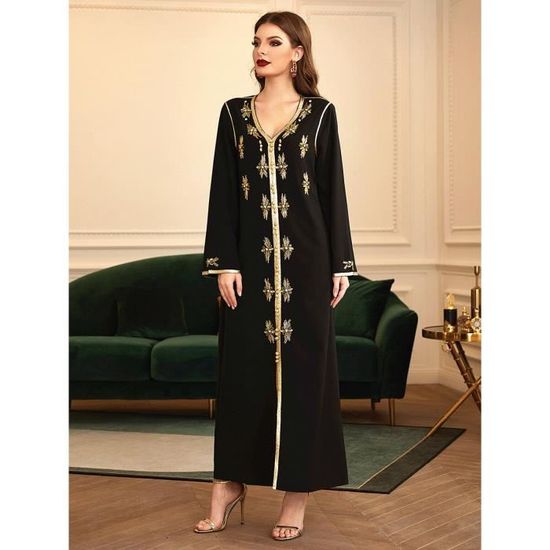 Ladies Middle East Arabian V-Neck Floral Robe
