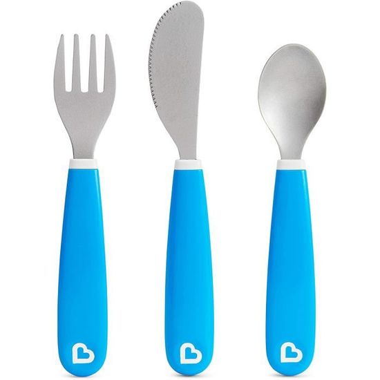 Couverts Enfant Munchkin Raise - Fourchette Et Cuillère Avec Butée Antibactérienne - Sans BPA - Dès 12 Mois