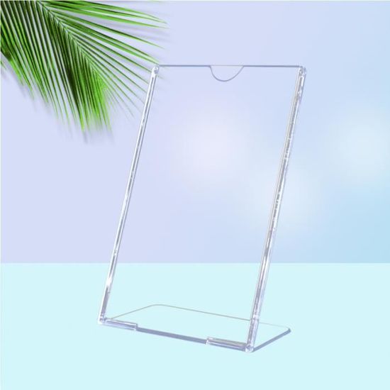 Porte-enseigne En Acrylique Avec Base En Bois - Format Vertical A6, Design En T - Pour Menu, Prix, Publicité Dans Magasin, Bureau, Bar