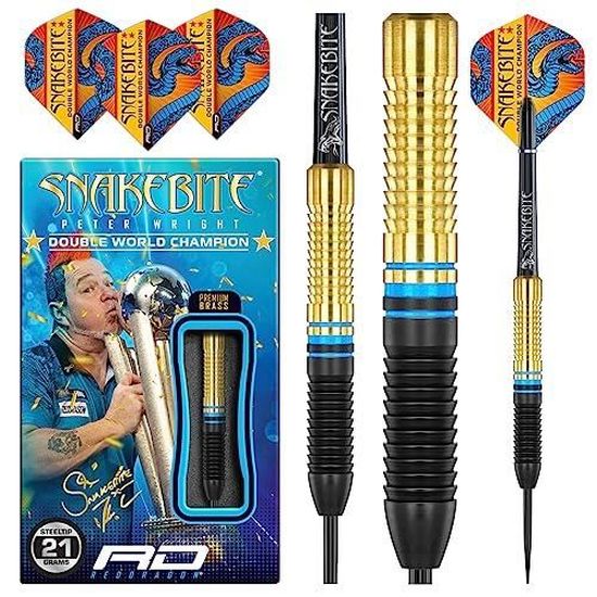 Fléchettes Red Dragon Peter Wright Snakebite Euro 11 – 20g Ou 24g – Tungstène 90% – Tiges Et Ailettes Incluses