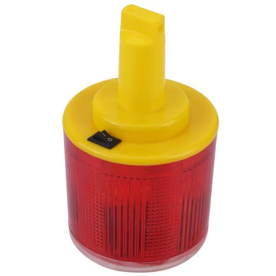 Lampe Solaire Clignotante Rouge - Feu Avertissement Chantier, Routière, 500m Portée, IP65, Sans Fil