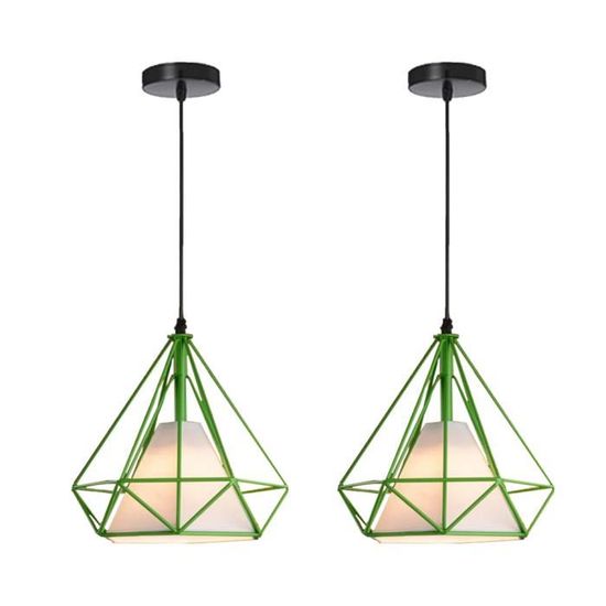 Lot De 4 Plafonnier Industriel E27 Vintage Luminaire Suspension De Plafond Abat Jour Diamant 16cm Bronze Rouge 88636899