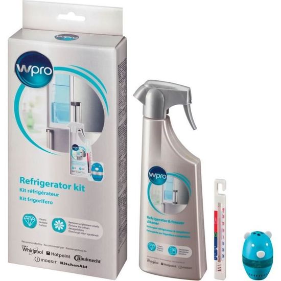 Kit réfrigérateur WPRO COL015 - Spray nettoyant, thermomètre et absorbeur d'odeurs