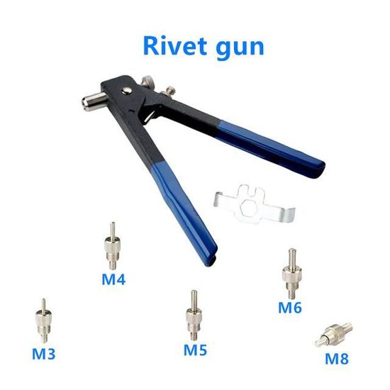 Pistolet à Rivets VonHaus - 7 Mandrins (M3 à M12) + 150 écrous - Kit Complet Avec Mallette Pour Bricolage Auto Et Métal